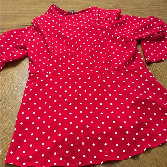 City Chic Red Polka Dot V-Neck Wrap Blouse Plus size 18 2x - Picture 7 of 8